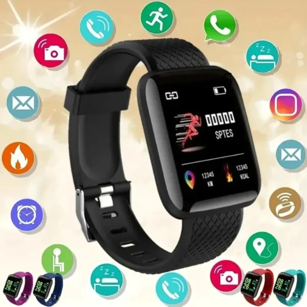 Reloj inteligente multifunción para hombres, mujeres y niños, recordatorio de mensajes, Control de música, calorías deportivas, reloj inteligente D13, reloj despertador 116Plus